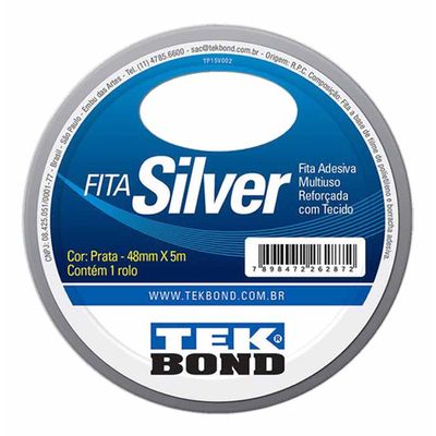 Fita Silver Tape 48mmx5M Prata Multiuso / Rl / Tek Bond